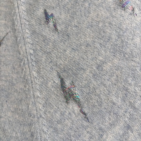 Brodie 100 % cashmere lightning Bolt iridescent jumper sweater Sz S celestial - Picture 6 of 10